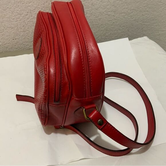 Crosspoint made for Charles Klein Italy  Leather crossbody red perforated - Picture 5 of 15